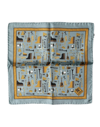 Pañuelo cuadrado con estampado de Jazz Club azul