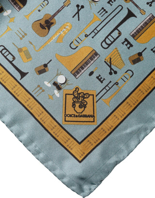 Pañuelo cuadrado con estampado de Jazz Club azul