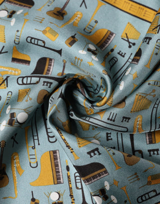 Pañuelo cuadrado con estampado de Jazz Club azul