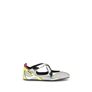 Silver Polyurethane Ballet Flats