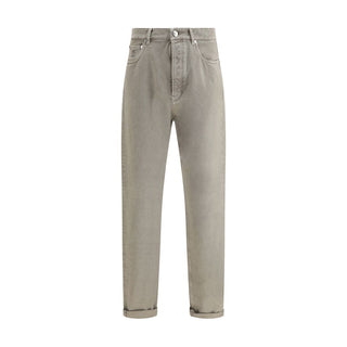 Jeans bicolor de algodón de pierna recta