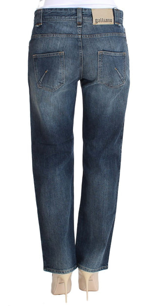 Jeans de algodón elástico lavado azul de corte relajado
