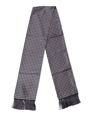 Fular negro con flecos y estampado