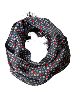 Fular negro con flecos y estampado