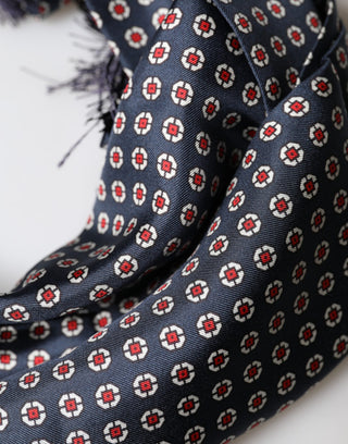 Fular negro con flecos y estampado