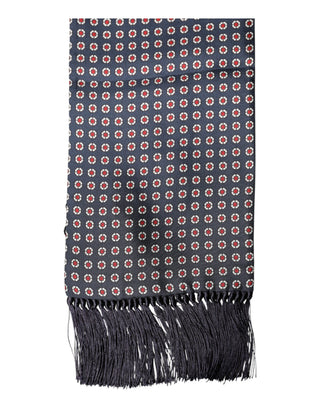 Fular negro con flecos y estampado