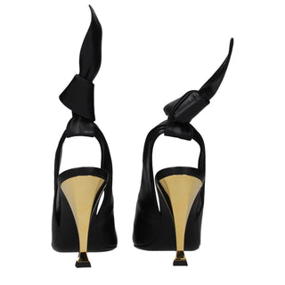 Black Leather High Heel Pumps