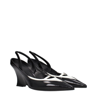 Black Leather Wedge Sandals