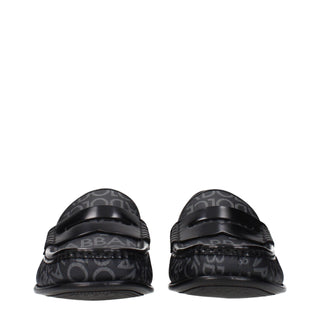 Black Fabric Slip-On Loafers