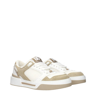 White Fabric Low Top Sneakers