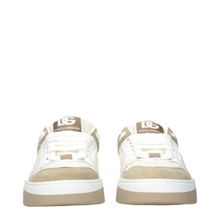 White Fabric Low Top Sneakers