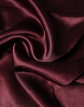 Maroon Silk Satin Fringes Neck Foulard Scarf