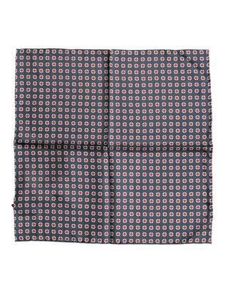 Blue Patterned Silk Square Handkerchief Scarf