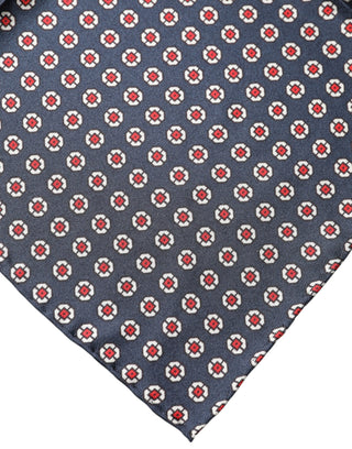 Blue Patterned Silk Square Handkerchief Scarf