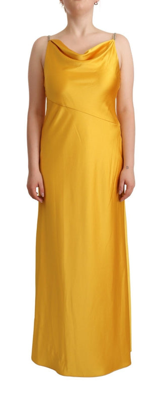 Vestido largo amarillo sin mangas tipo tubo para mujer