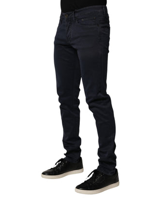 Schwarze mittelhohe Baumwoll-Skinny-Jeans für Herren