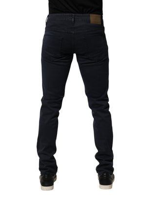 Schwarze mittelhohe Baumwoll-Skinny-Jeans für Herren