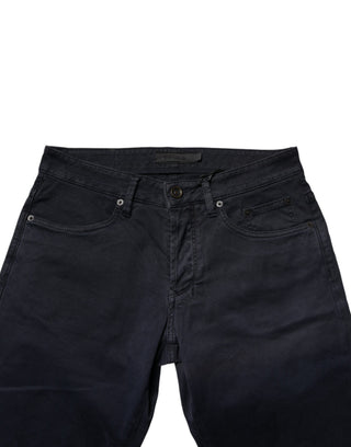 Schwarze mittelhohe Baumwoll-Skinny-Jeans für Herren