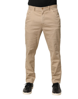 Beigefarbene Skinny Chino-Hose aus Baumwolle
