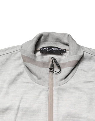 Light Gray Cotton Zipped Cardigan Sweater