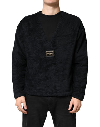 Schwarzes V-Ausschnitt Herren Sweatshirt Pullover