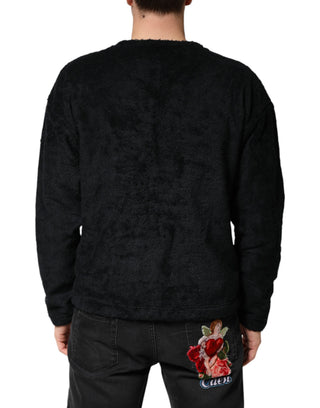 Sudadera de algodón negra con cuello en V para hombre
