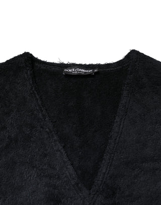 Sudadera de algodón negra con cuello en V para hombre
