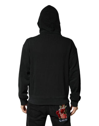 Sudadera con capucha negra para hombre con cremallera completa
