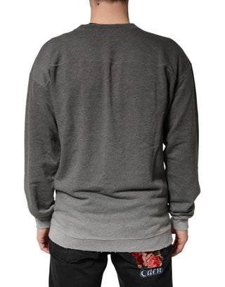 Graues Baumwoll-Herren-Sweatshirt mit Rundhalsausschnitt