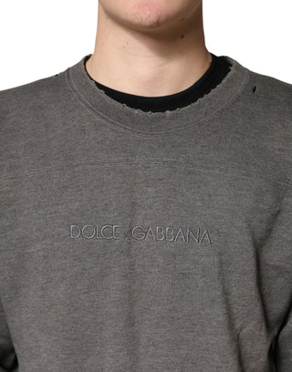 Graues Baumwoll-Herren-Sweatshirt mit Rundhalsausschnitt