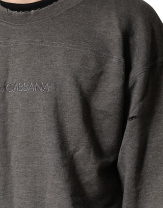 Graues Baumwoll-Herren-Sweatshirt mit Rundhalsausschnitt
