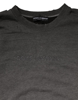 Graues Baumwoll-Herren-Sweatshirt mit Rundhalsausschnitt