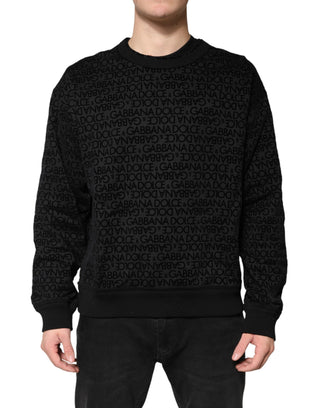 Schwarzer Monogramm Rundhals-Pullover