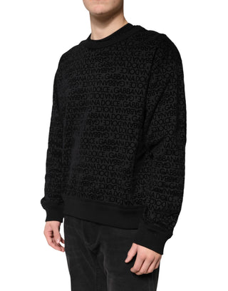 Schwarzer Monogramm Rundhals-Pullover