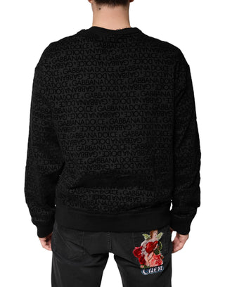 Schwarzer Monogramm Rundhals-Pullover