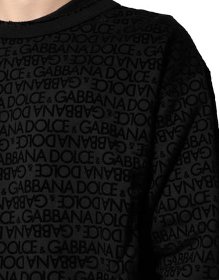Schwarzer Monogramm Rundhals-Pullover