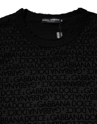 Schwarzer Monogramm Rundhals-Pullover