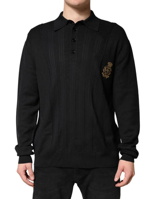 Herren Pullover Strickpullover Langarm Schwarz mit Wappen