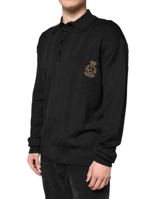 Herren Pullover Strickpullover Langarm Schwarz mit Wappen