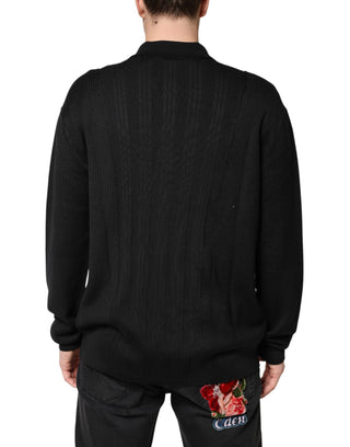 Herren Pullover Strickpullover Langarm Schwarz mit Wappen