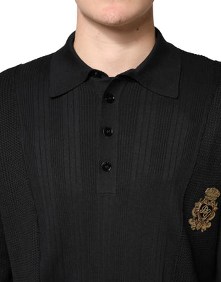 Herren Pullover Strickpullover Langarm Schwarz mit Wappen