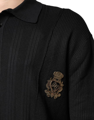 Herren Pullover Strickpullover Langarm Schwarz mit Wappen