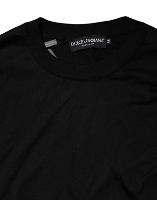 Suéter negro de seda para hombre con cuello redondo
