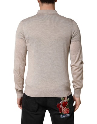 Suéter de polo con cuello de cachemira beige