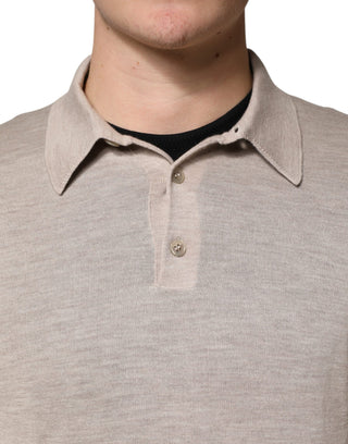 Suéter de polo con cuello de cachemira beige