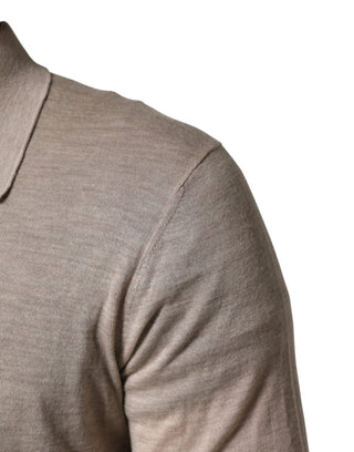Suéter de polo con cuello de cachemira beige