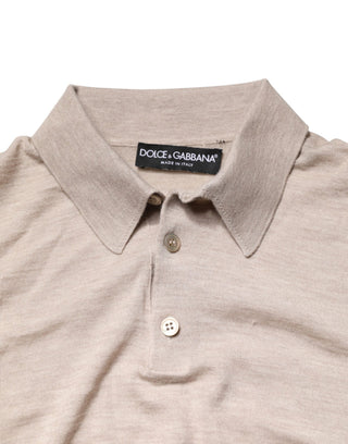 Suéter de polo con cuello de cachemira beige