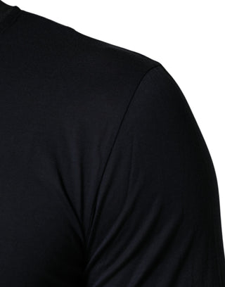 Dark Blue Cotton Henley Long Sleeves T-Shirt