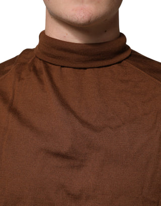 Brown Cashmere Turtle Neck Pullover Sweater