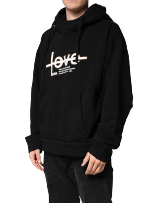 Schwarzes „LOVE“ Baumwoll-Kapuzen-Sweatshirt